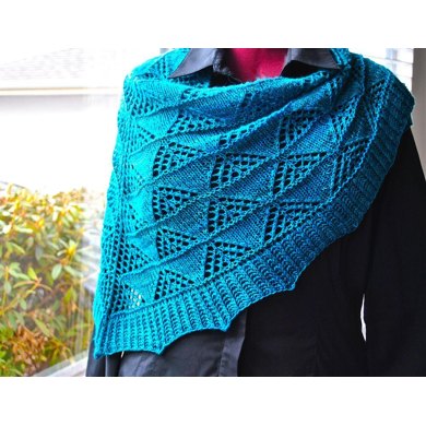 Skein of Geese Shawl. A Purl Bumps design by Judy Marples. Knitted with Handmaiden Casbah Sock yarn. 